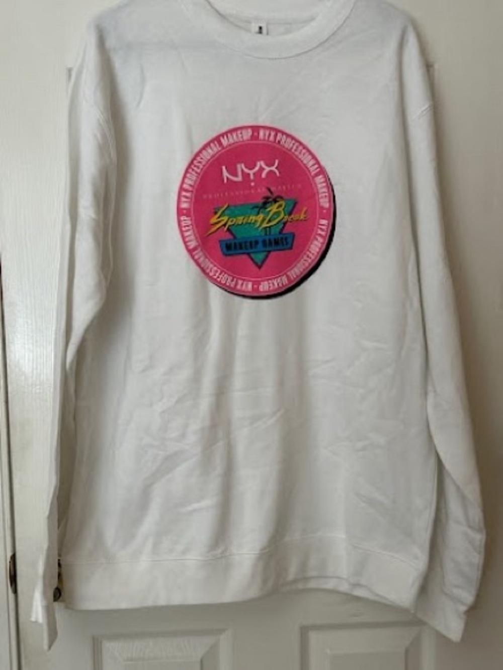 NYX Professional Makeup Spring Break Makeup Games Crewneck Sweatshirt White XL